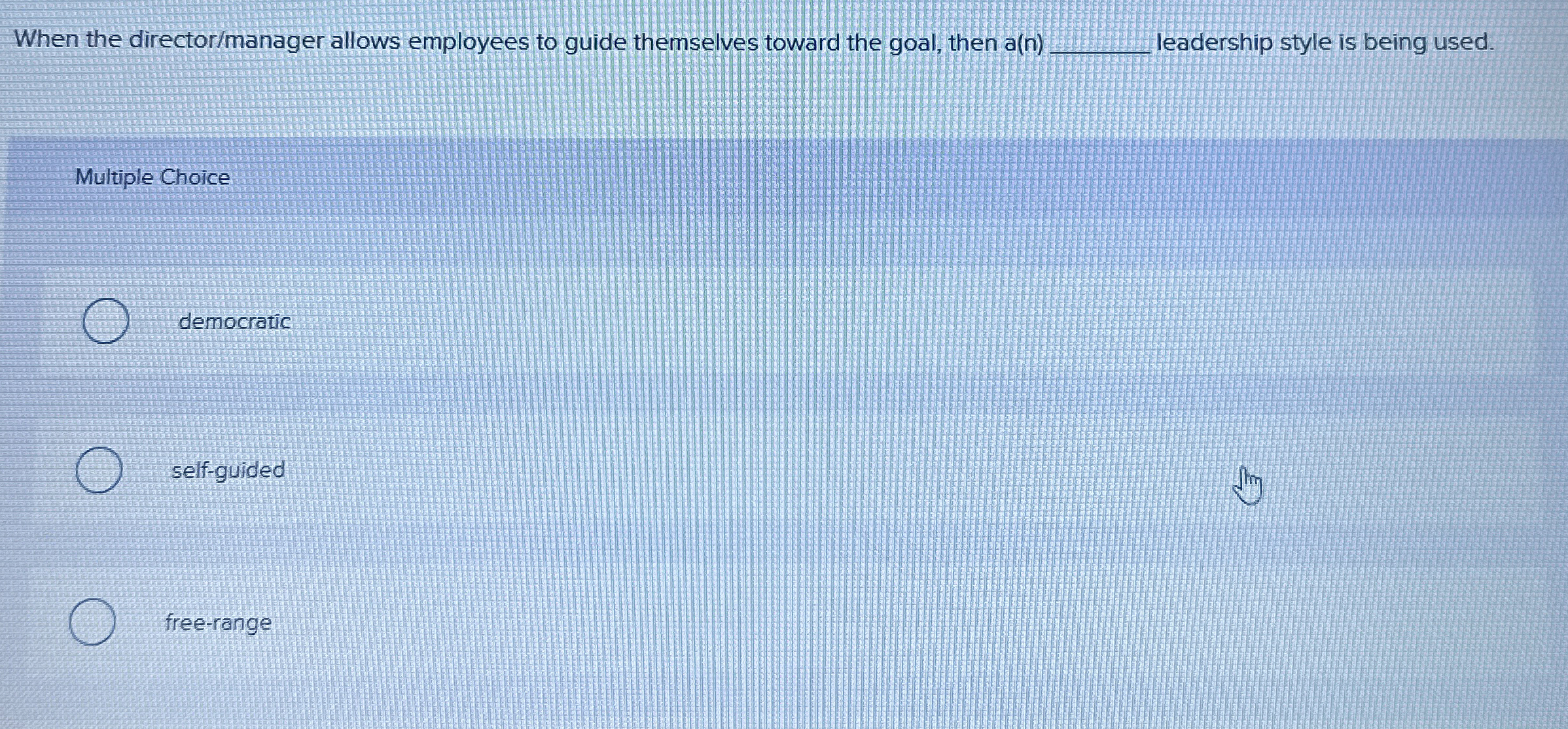  When the director/manager allows employees to guide themselves toward the goal,