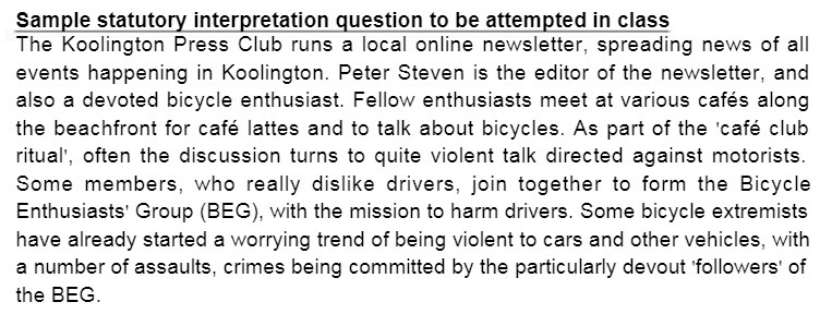  S_ample statutory interpretation guestion gbe attemgte_d in clas_s The Koolington Press