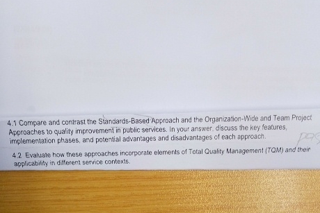  4.1 Compare and contrast the Standards-Based Approach and the Organization-Wide and