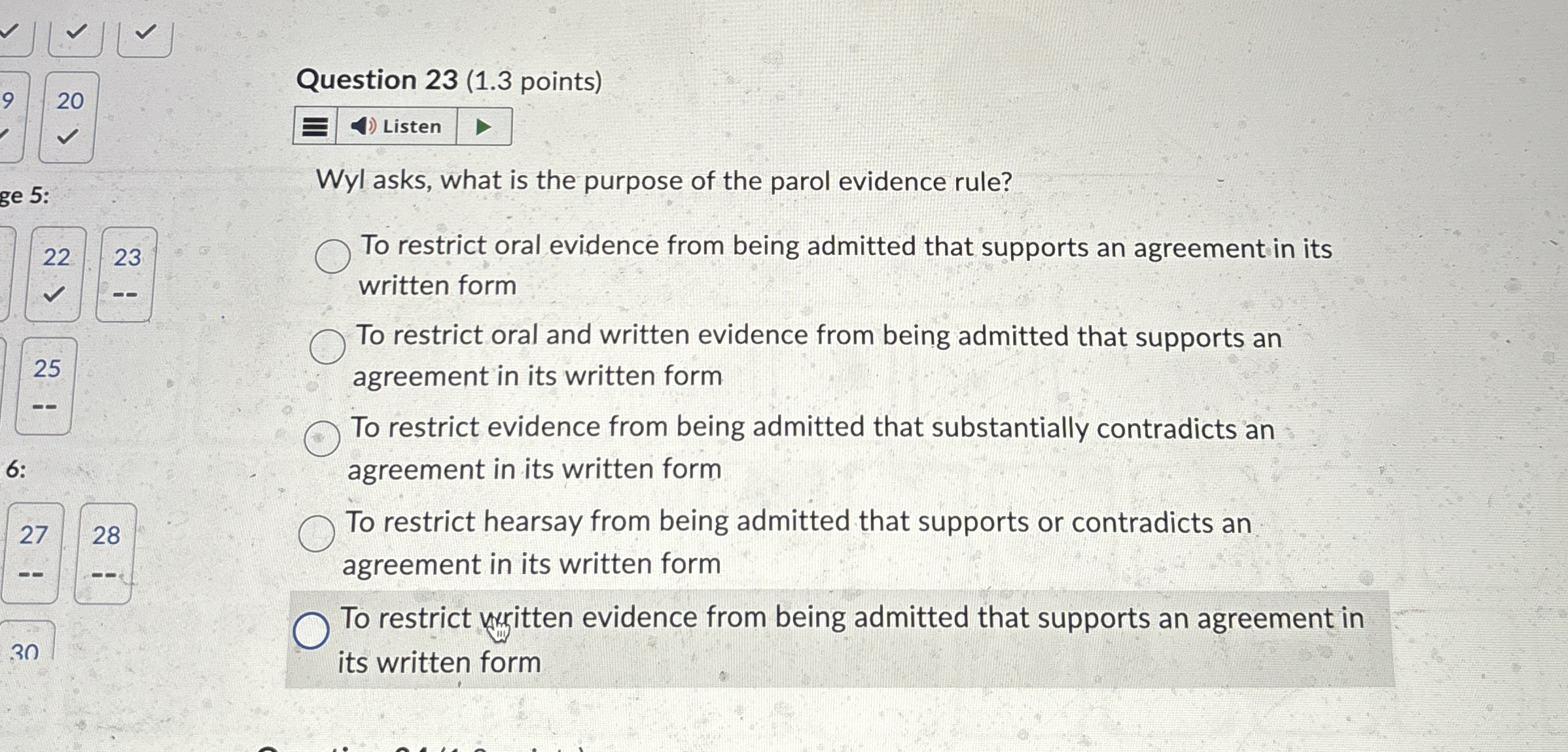  Question 23(1.3 points) Listen Wyl asks, what is the purpose of