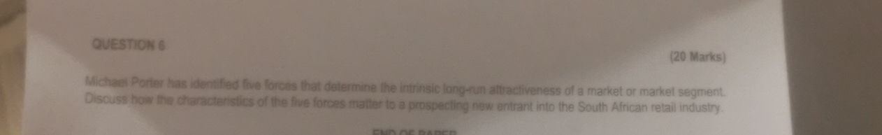  QUESTION 6 (20 Marks) Discuss how the characterstics of the five