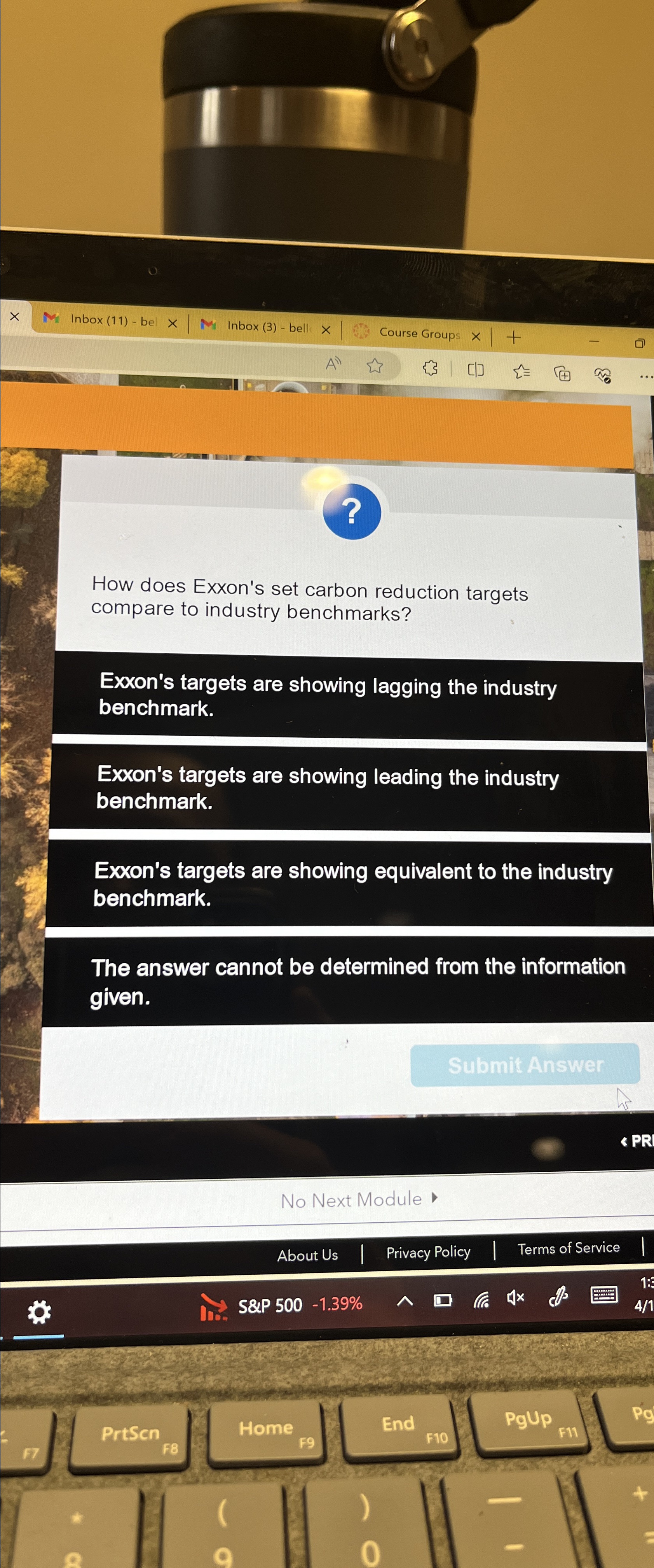  How does Exxon's set carbon reduction targets compare to industry benchmarks?