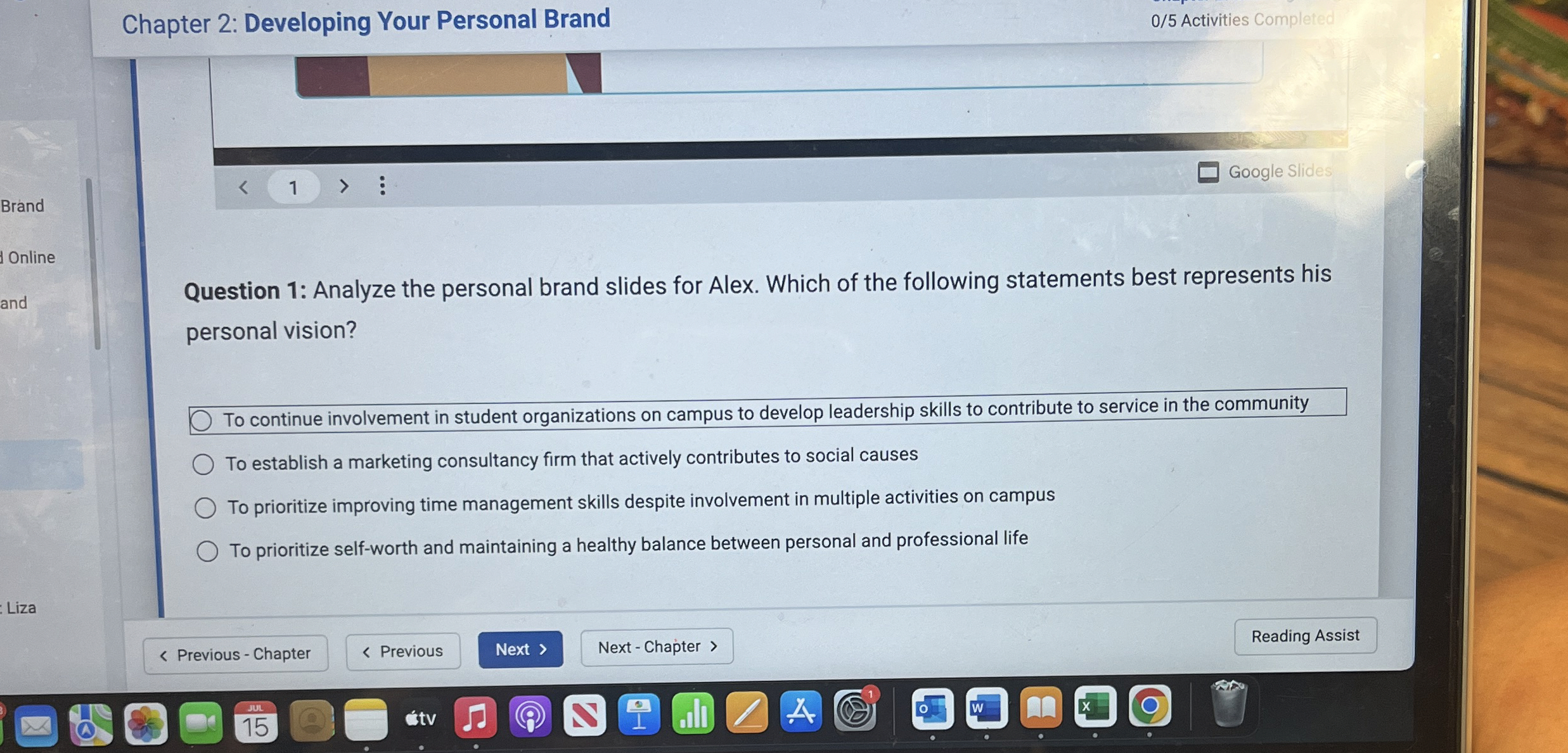  Chapter 2: Developing Your Personal Brand 0/5 Activities Completed Brand 1