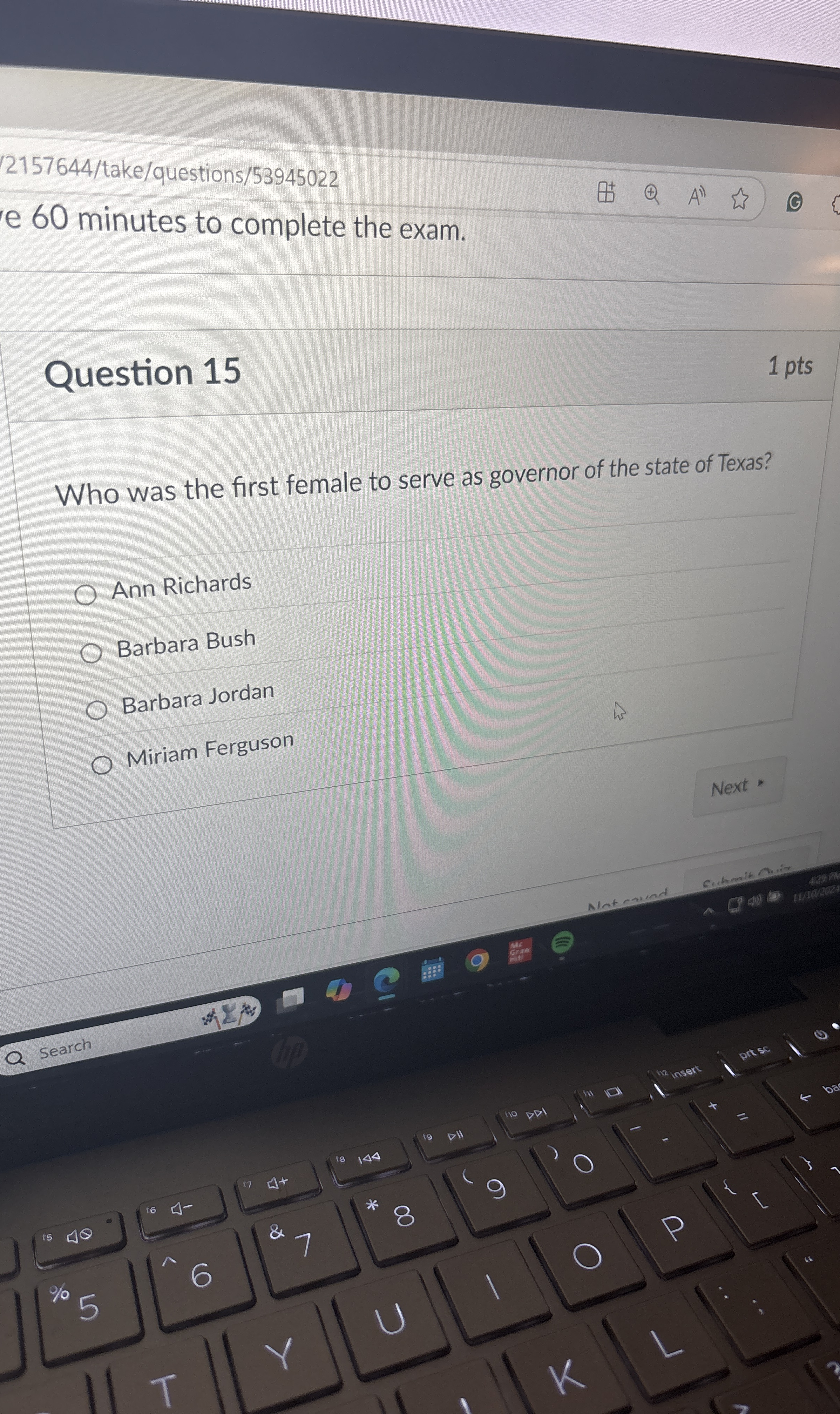  2157644/take/questions/53945022 e 60 minutes to complete the e Who was the