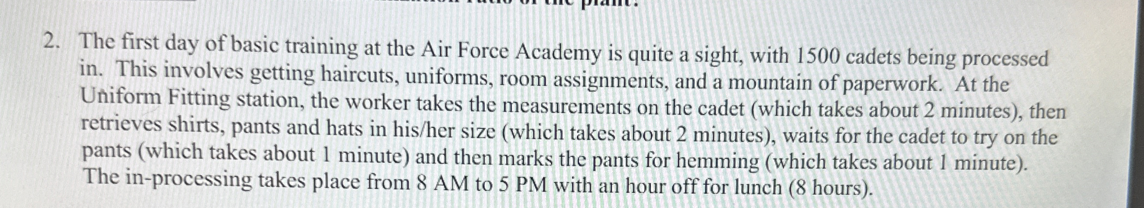  The first day of basic training at the Air Force Academy