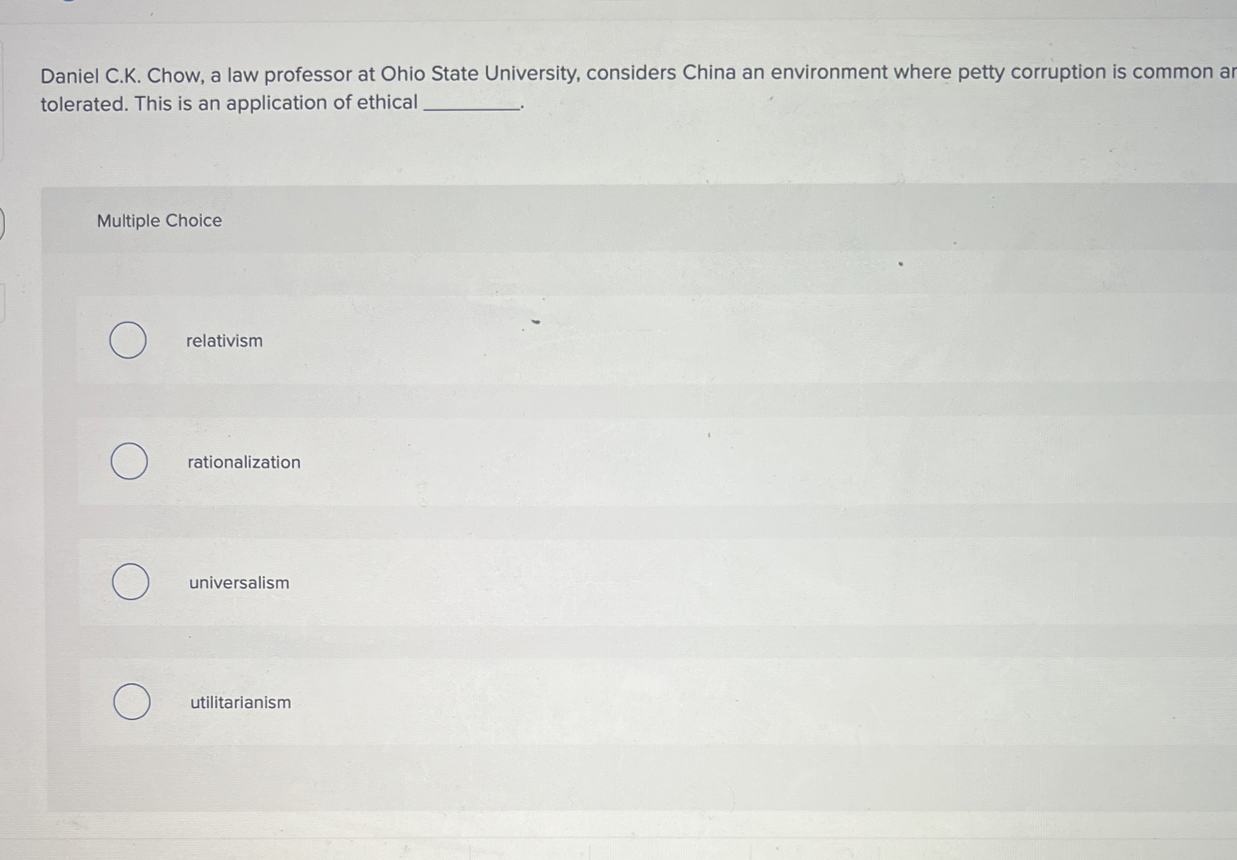  Daniel C.K. Chow, a law professor at Ohio State University, considers