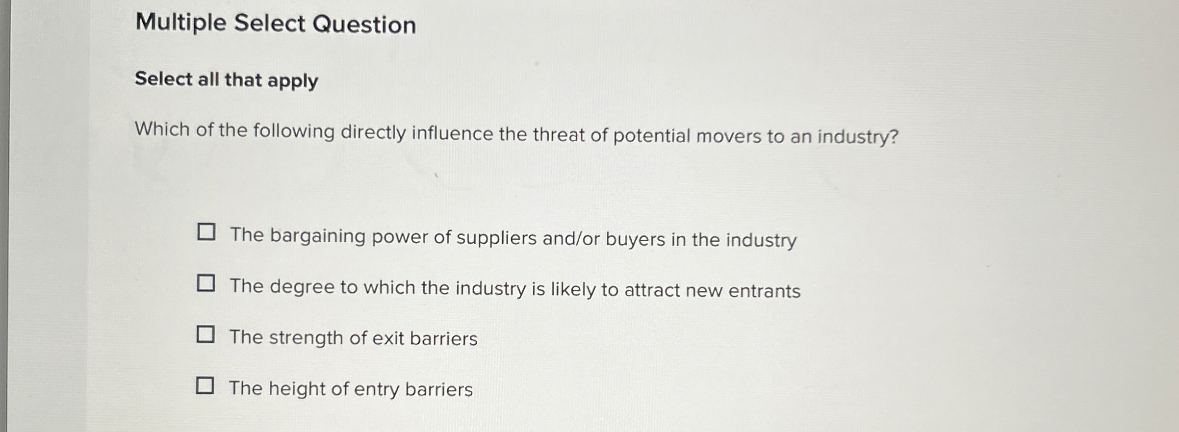  Multiple Select Question Select all that apply Which of the following