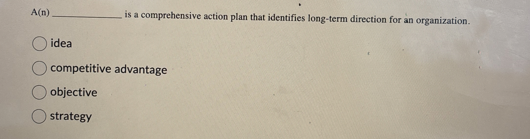  A(n) is a comprehensive action plan that identifies long-term direction for