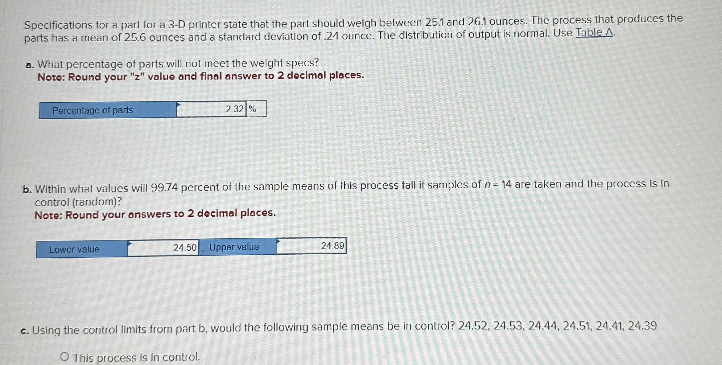  Specifications for a part for a 3-D printer state that the