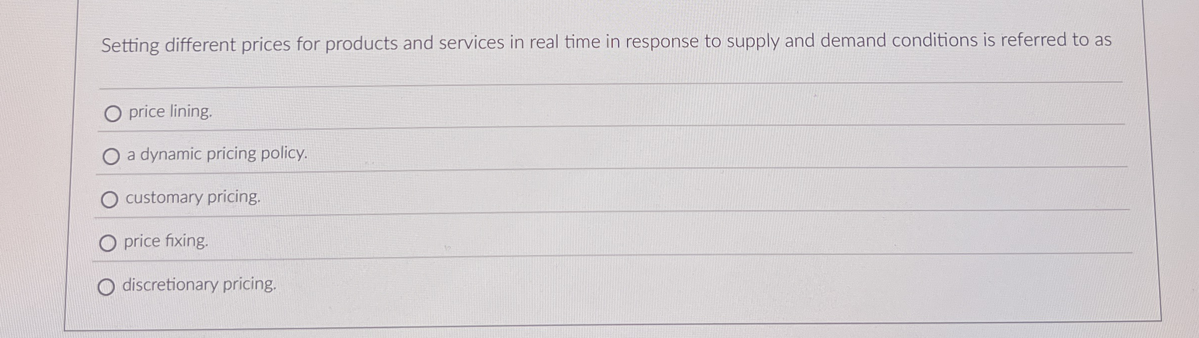  Setting different prices for products and services in real time in