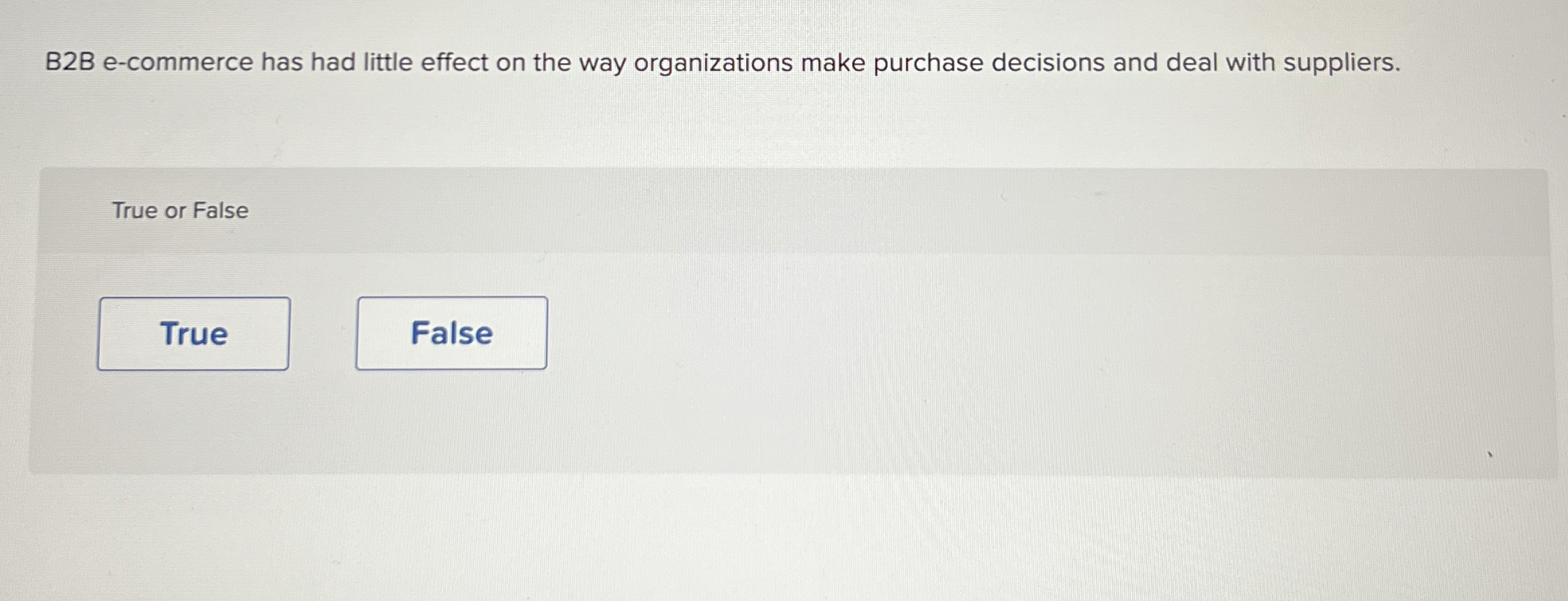  B2B e-commerce has had little effect on the way organizations make