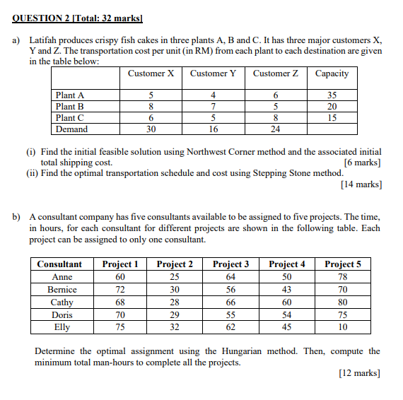  please teach me step by step please OUESTION 2[Total: 32 marks]
