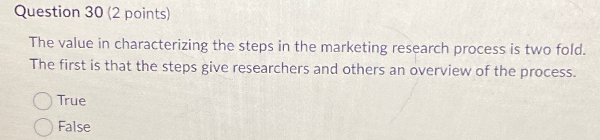  Question 30(2 points) The value in characterizing the steps in the