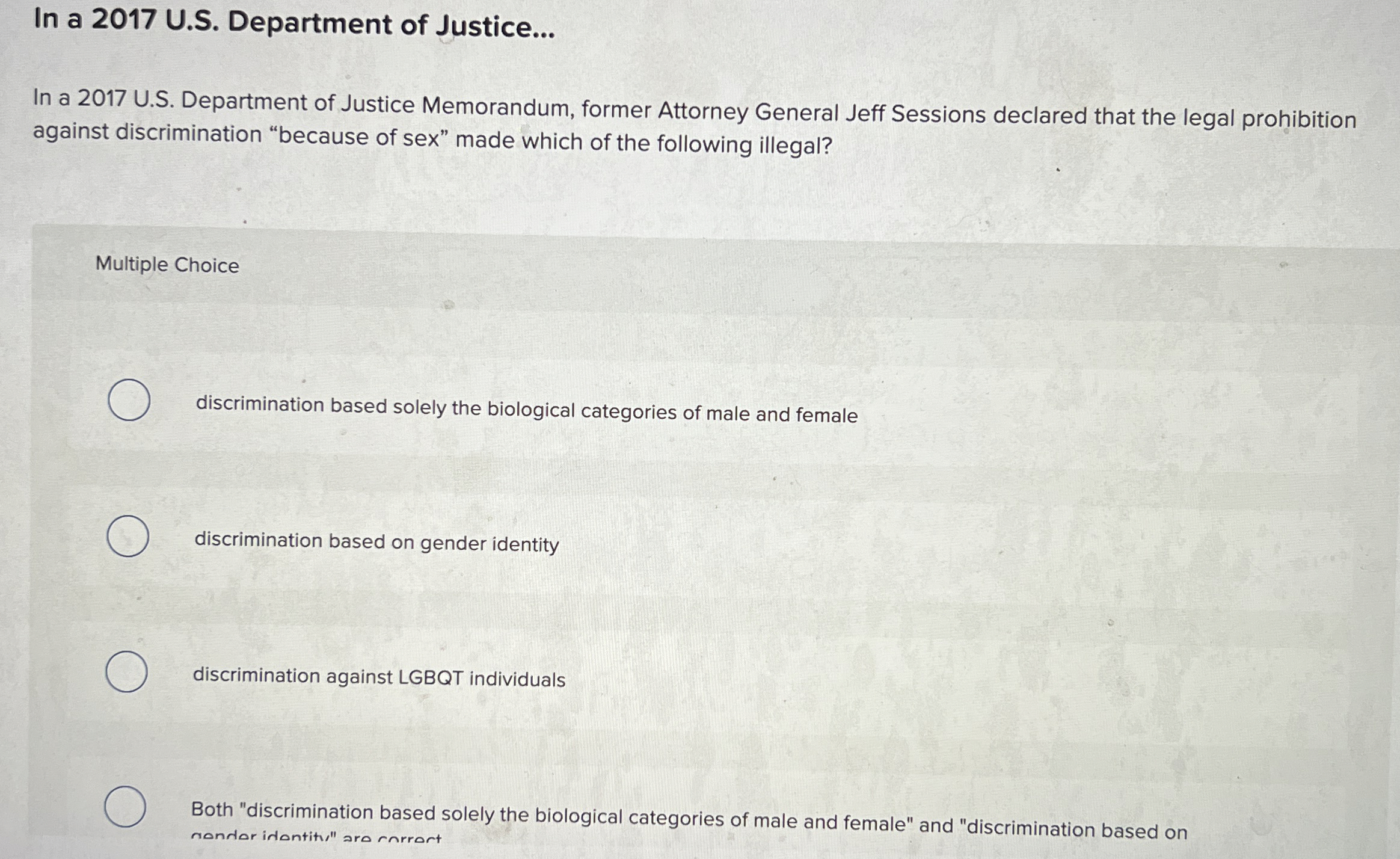  In a 2017 U.S. Department of Justice... In a 2017 U.S.