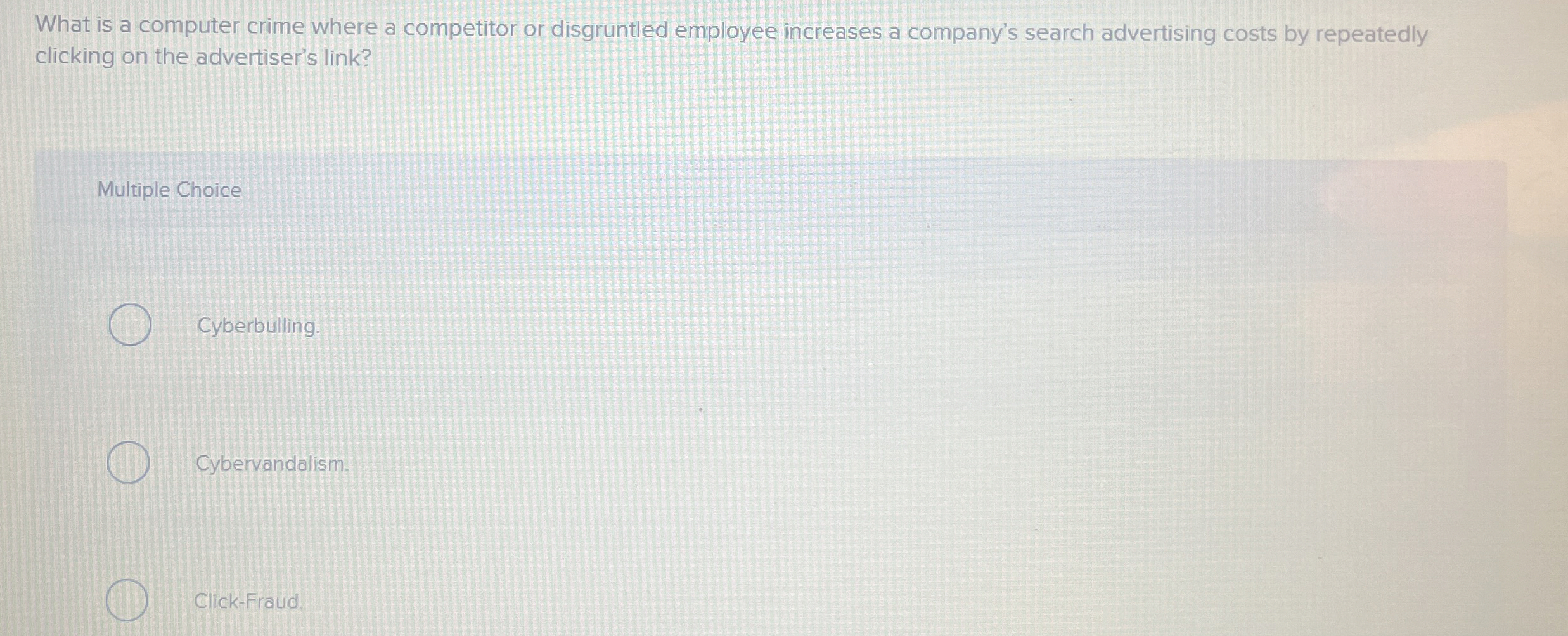  What is a computer crime where a competitor or disgruntled employee