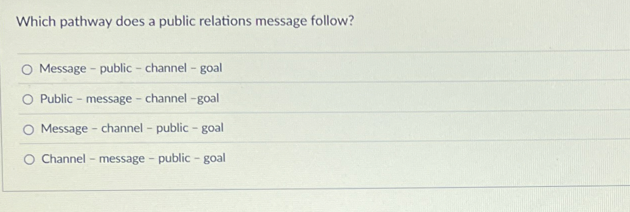  Which pathway does a public relations message follow? Message - public