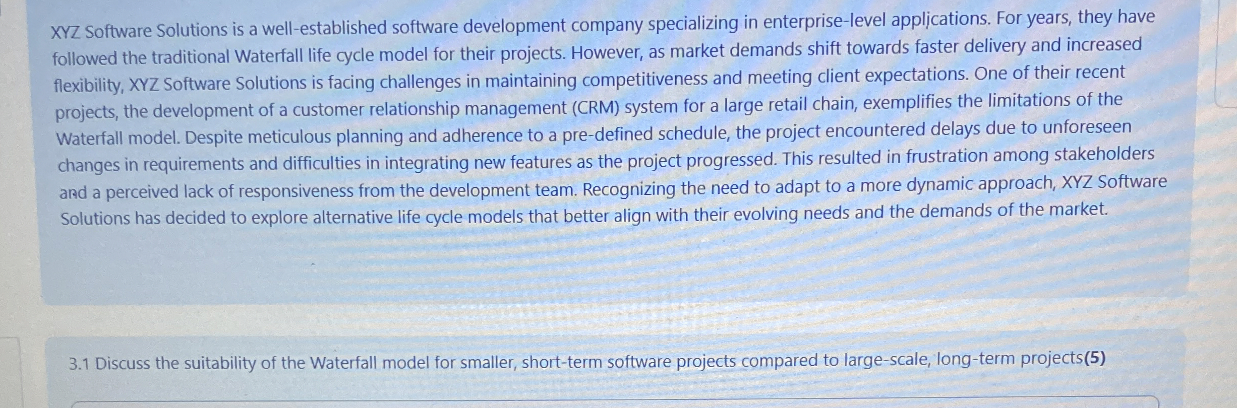  XYZ Software Solutions is a well-established software development company specializing in