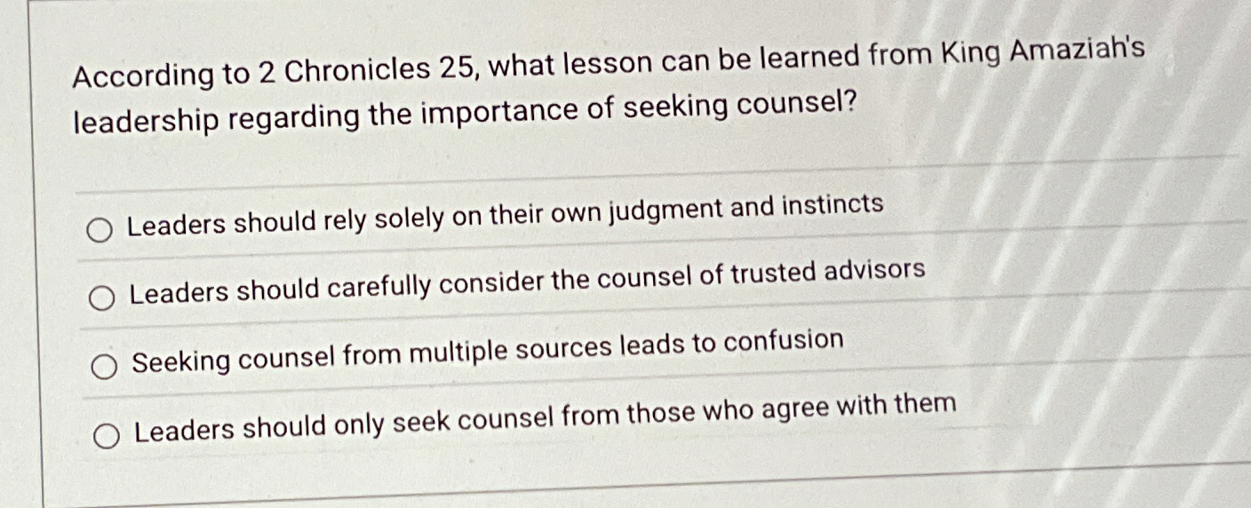  According to 2 Chronicles 25, what lesson can be learned from