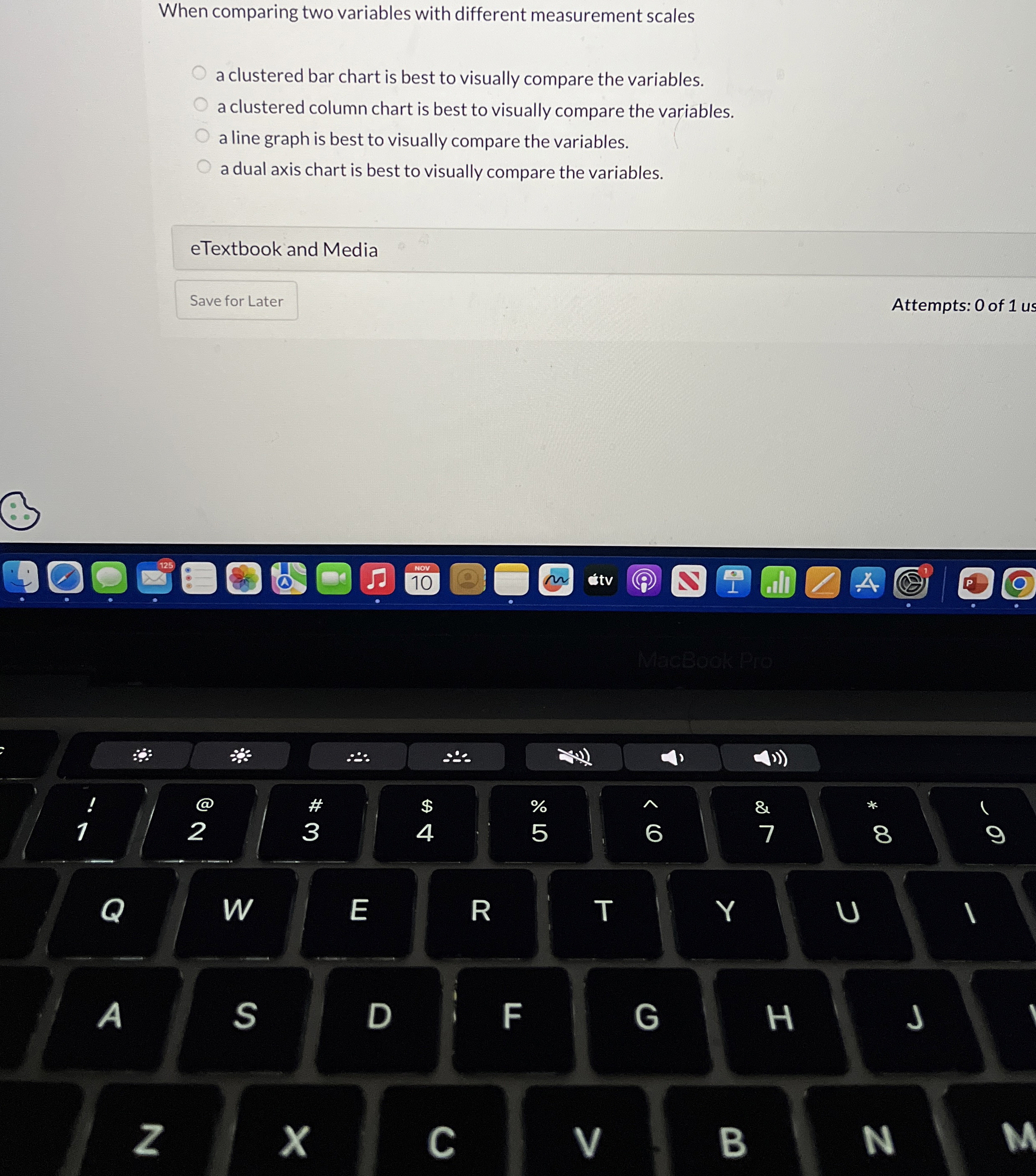  When comparing two variables with different measurement scales a clustered bar