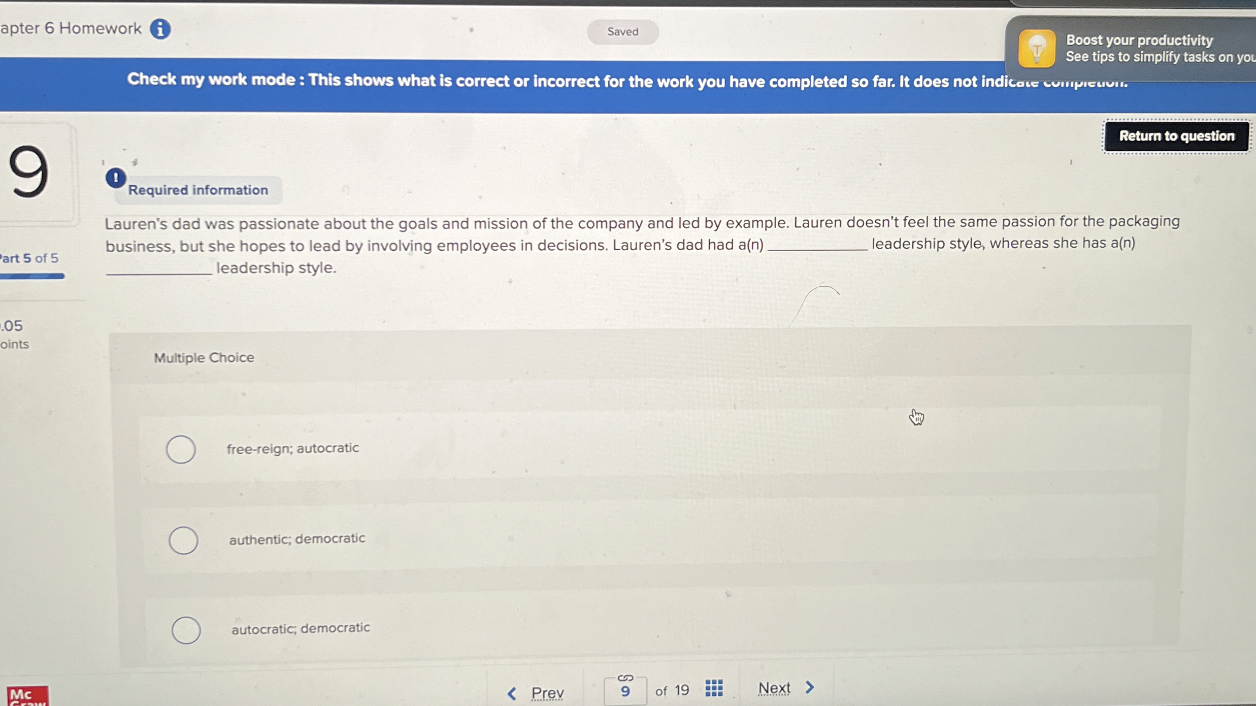  apter 6 Homework (i) Boost your productivity See tips to simplify