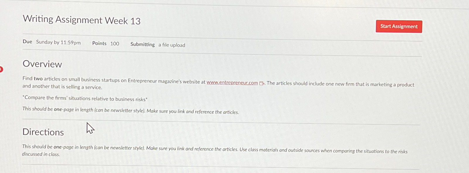  Writing Assignment Week 13 Due Sunday by 11:59pm Points 100 Submitting