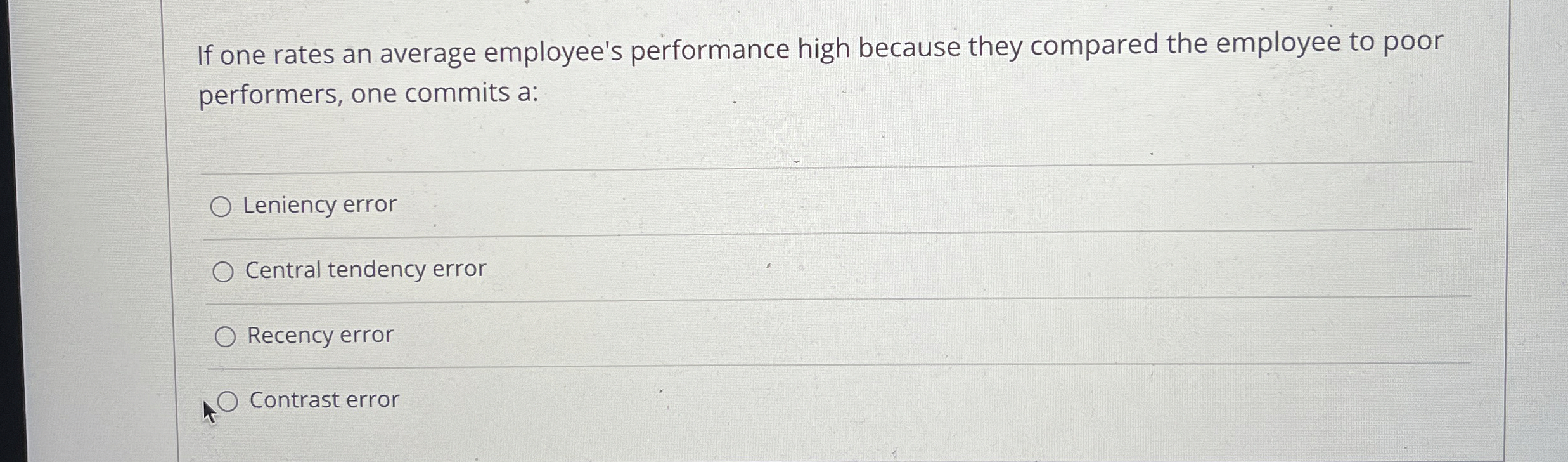  If one rates an average employee's performance high because they compared