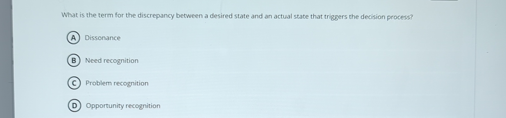  What is the term for the discrepancy between a desired state