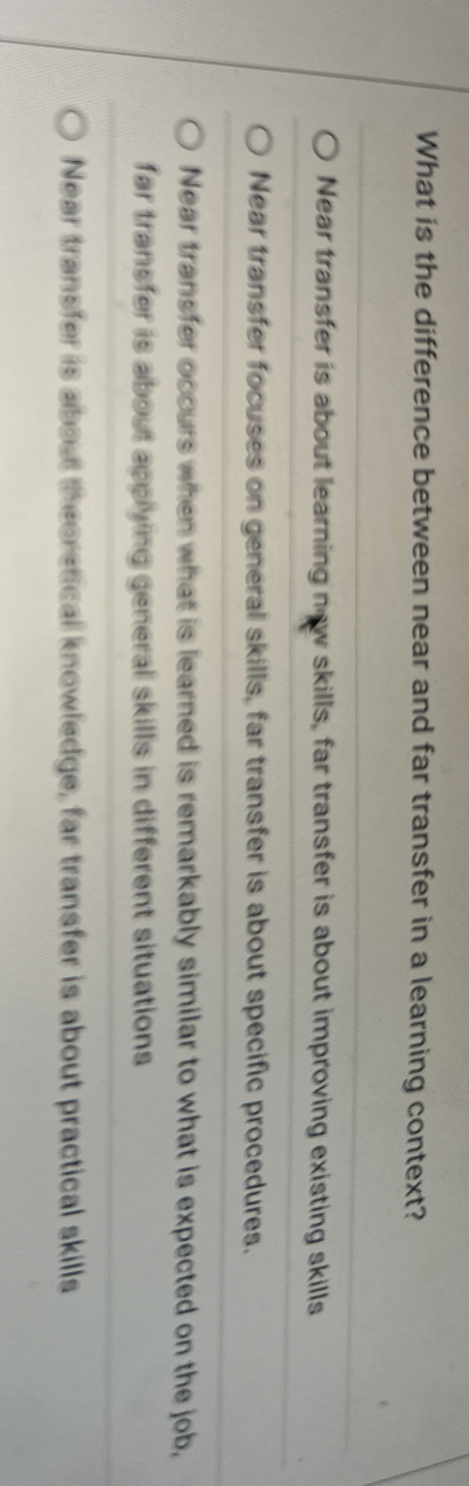  What is the difference between near and far transfer in a