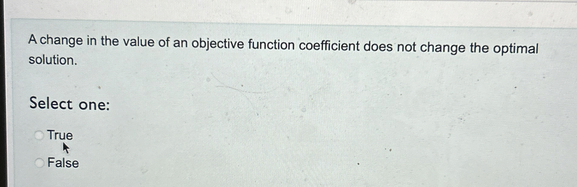  A change in the value of an objective function coefficient does
