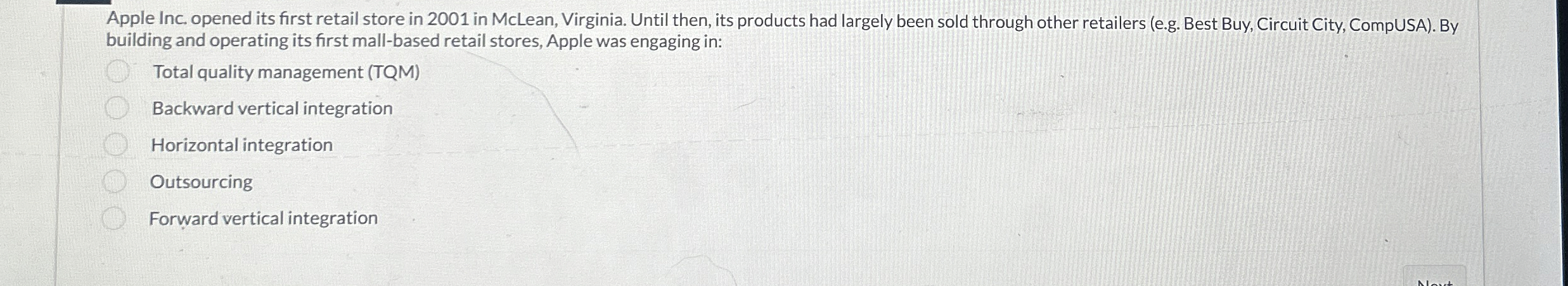  Apple Inc. opened its first retail store in 2001 in McLean,