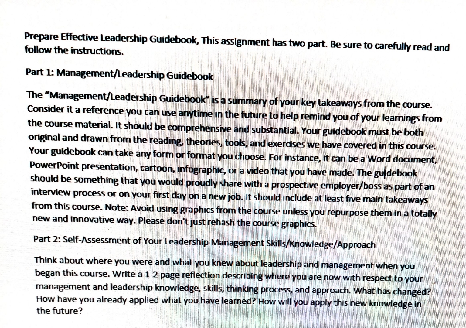  Prepare Effective Leadership Guidebook, This assignment has two part. Be sure