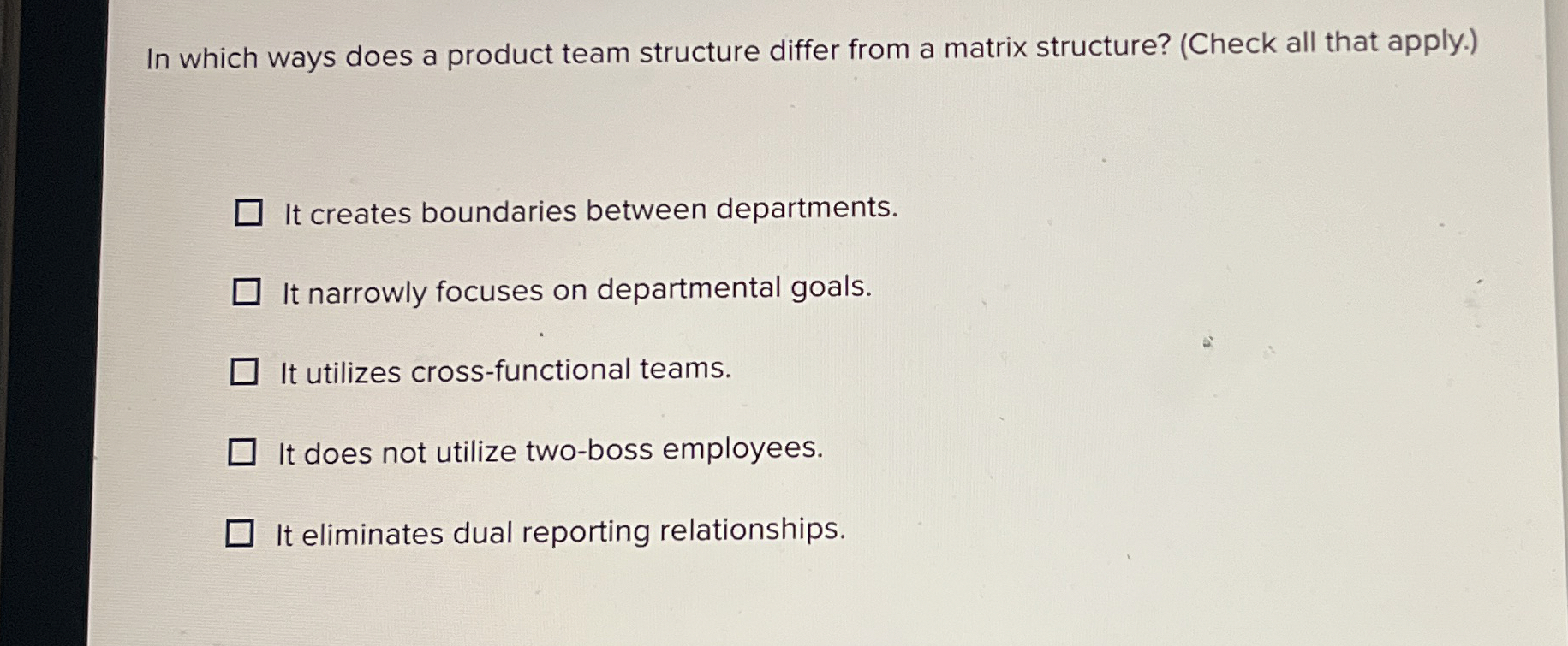  In which ways does a product team structure differ from a
