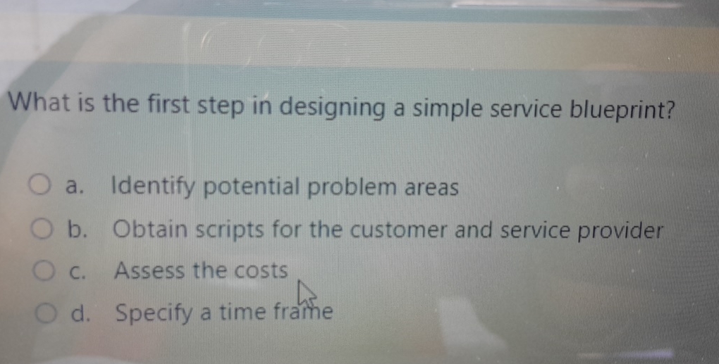  What is the first step in designing a simple service blueprint?