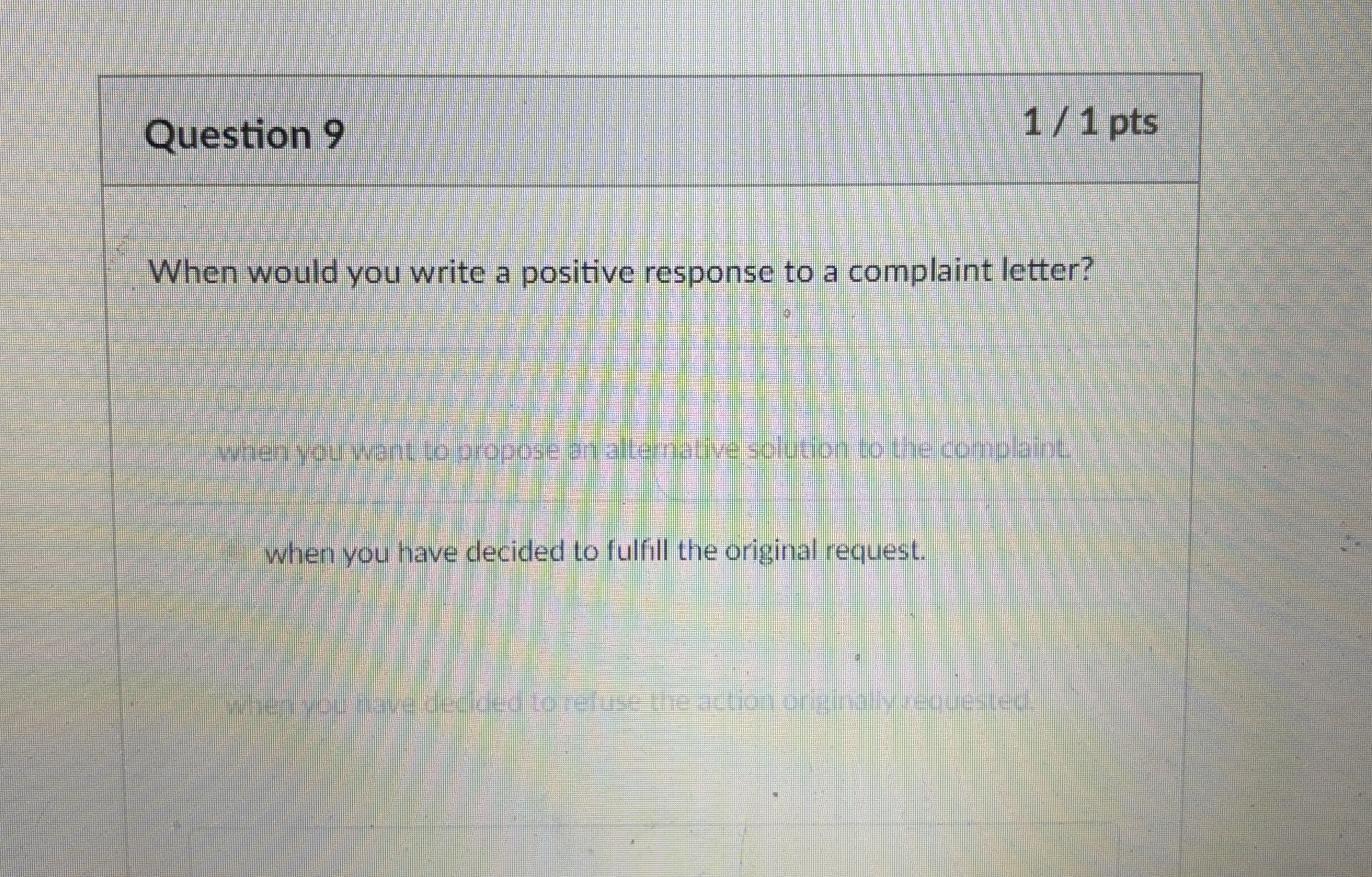  Question 9 11 pts When would you write a positive response