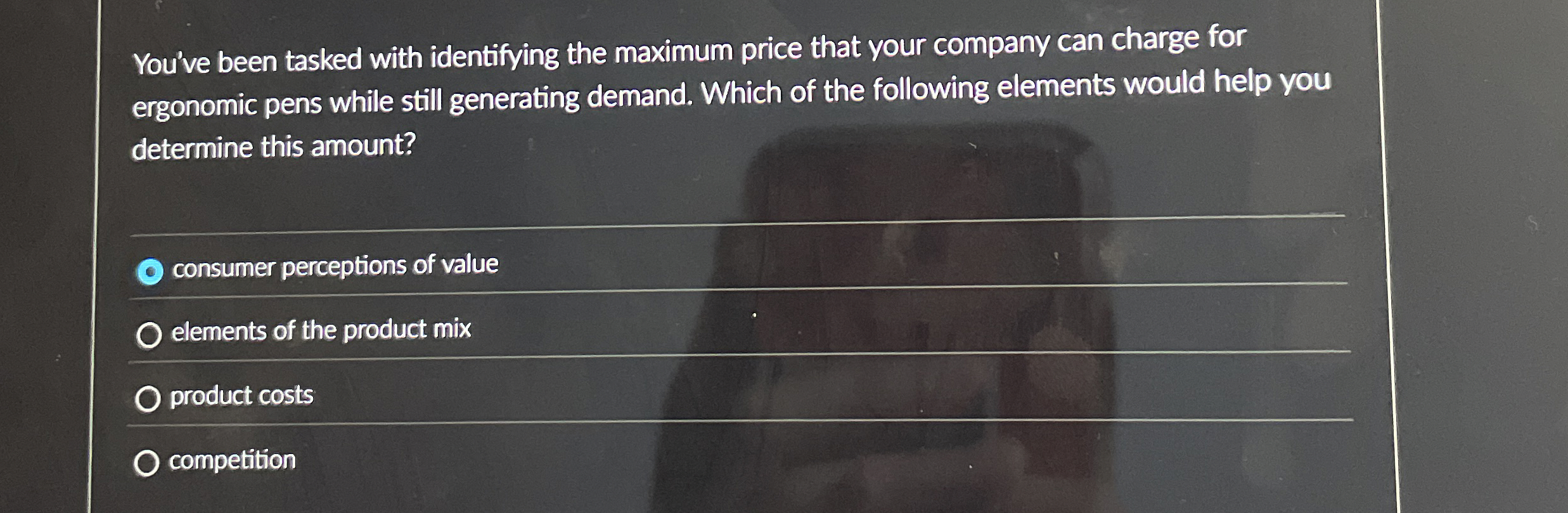  You've been tasked with identifying the maximum price that your company