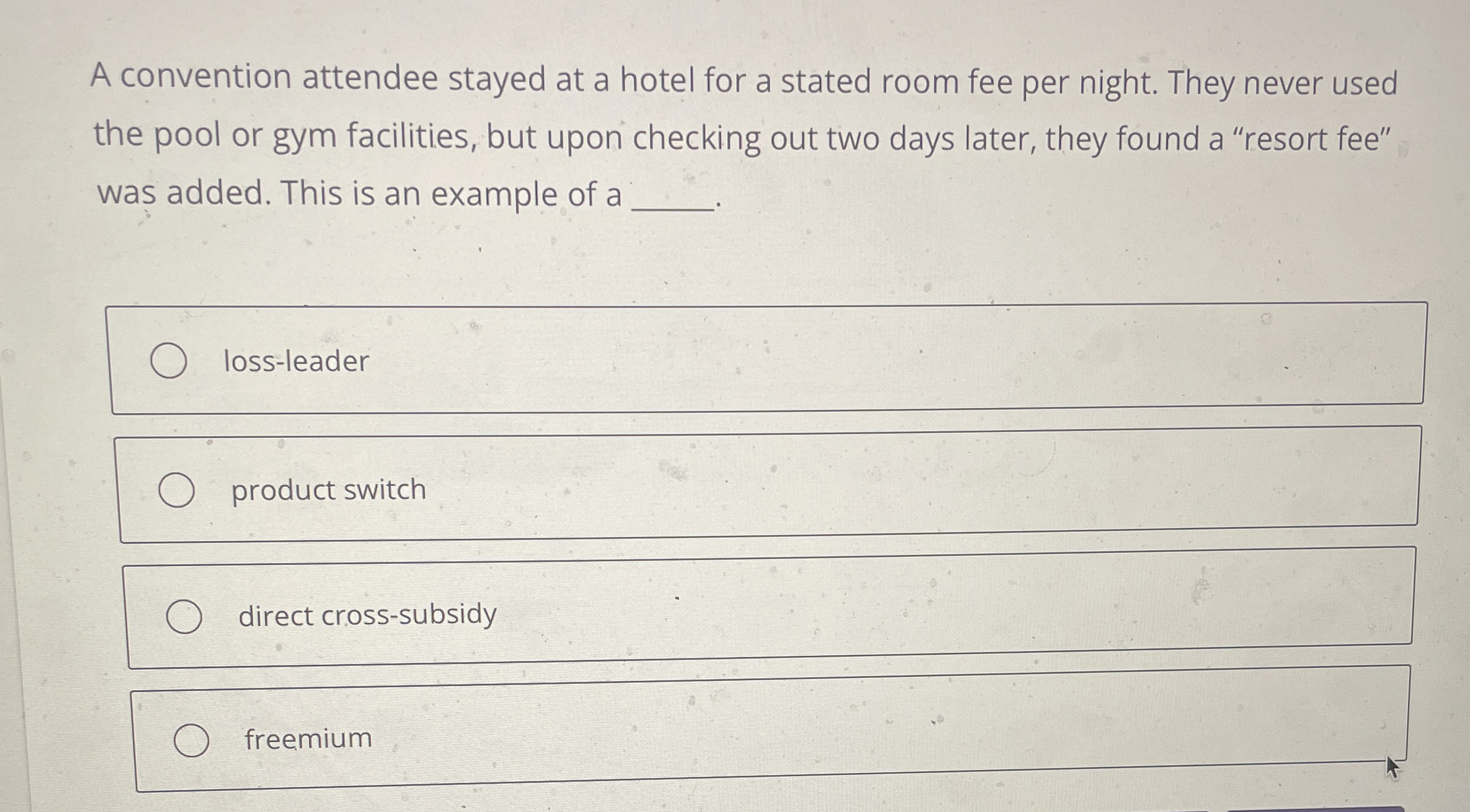  A convention attendee stayed at a hotel for a stated room