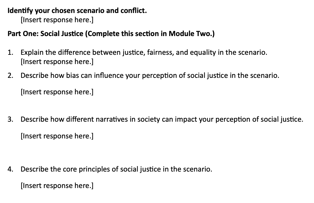 Explain the difference between justice, fairness, and equality in the scenario.