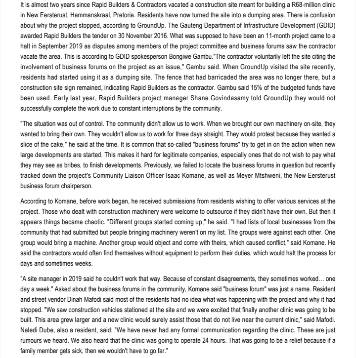  It is almost two years since Rapid Builders & Contractors vacated