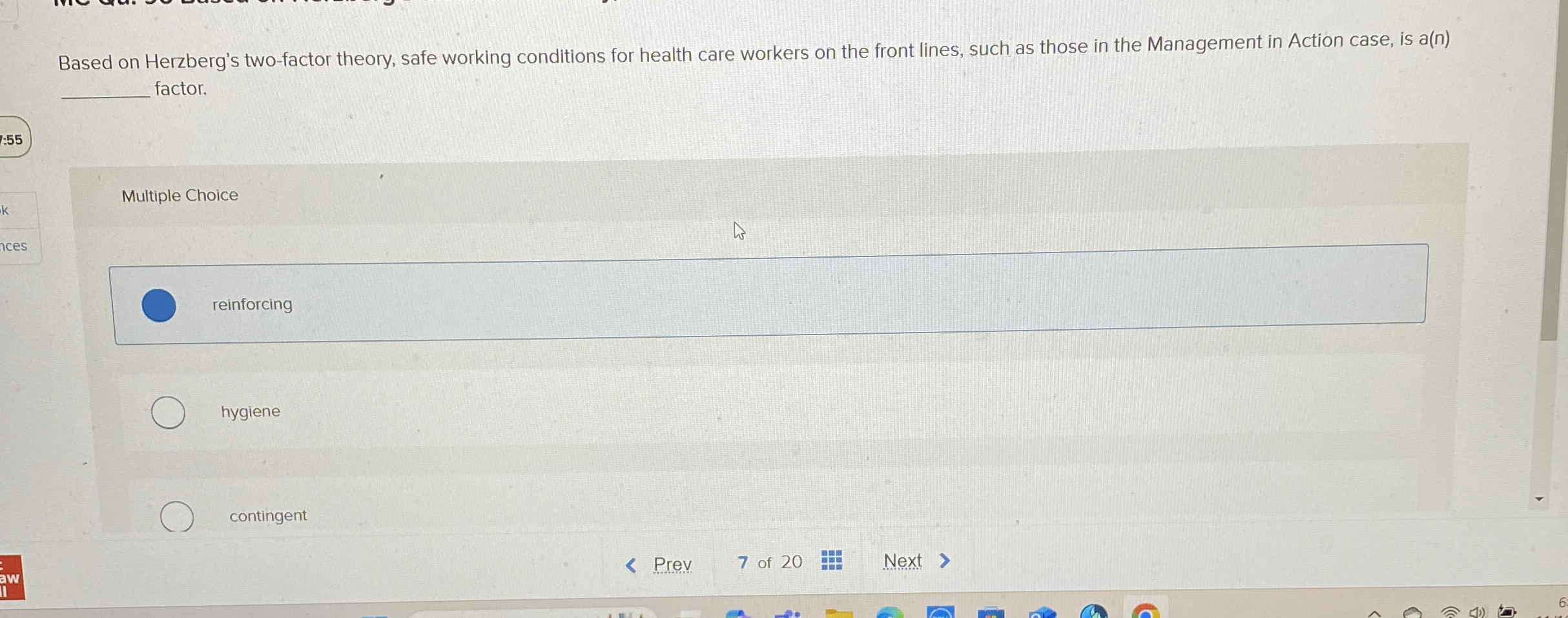  Based on Herzberg's two-factor theory, safe working conditions for health care