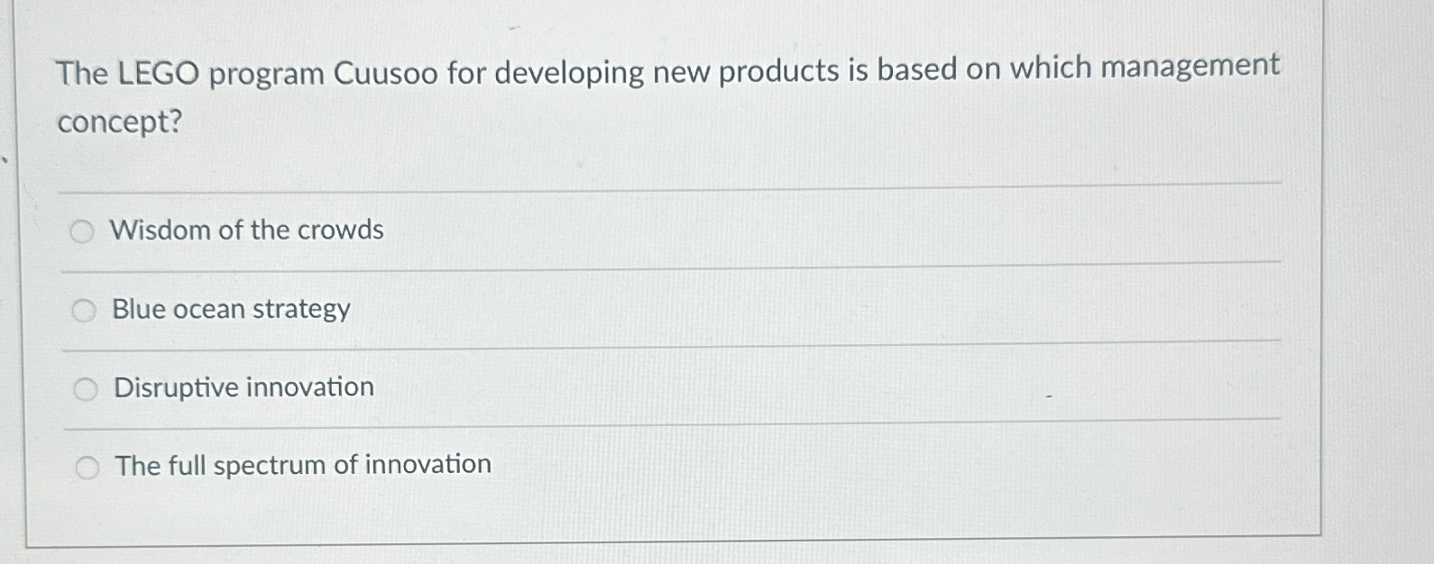  The LEGO program Cuusoo for developing new products is based on