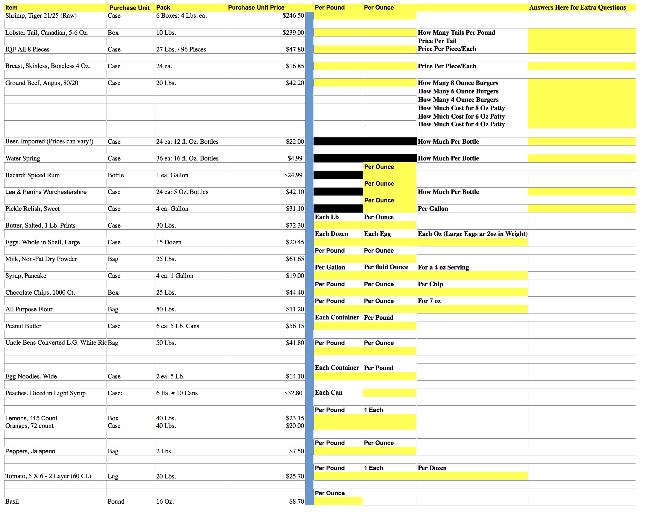  please solve everything in yellow 