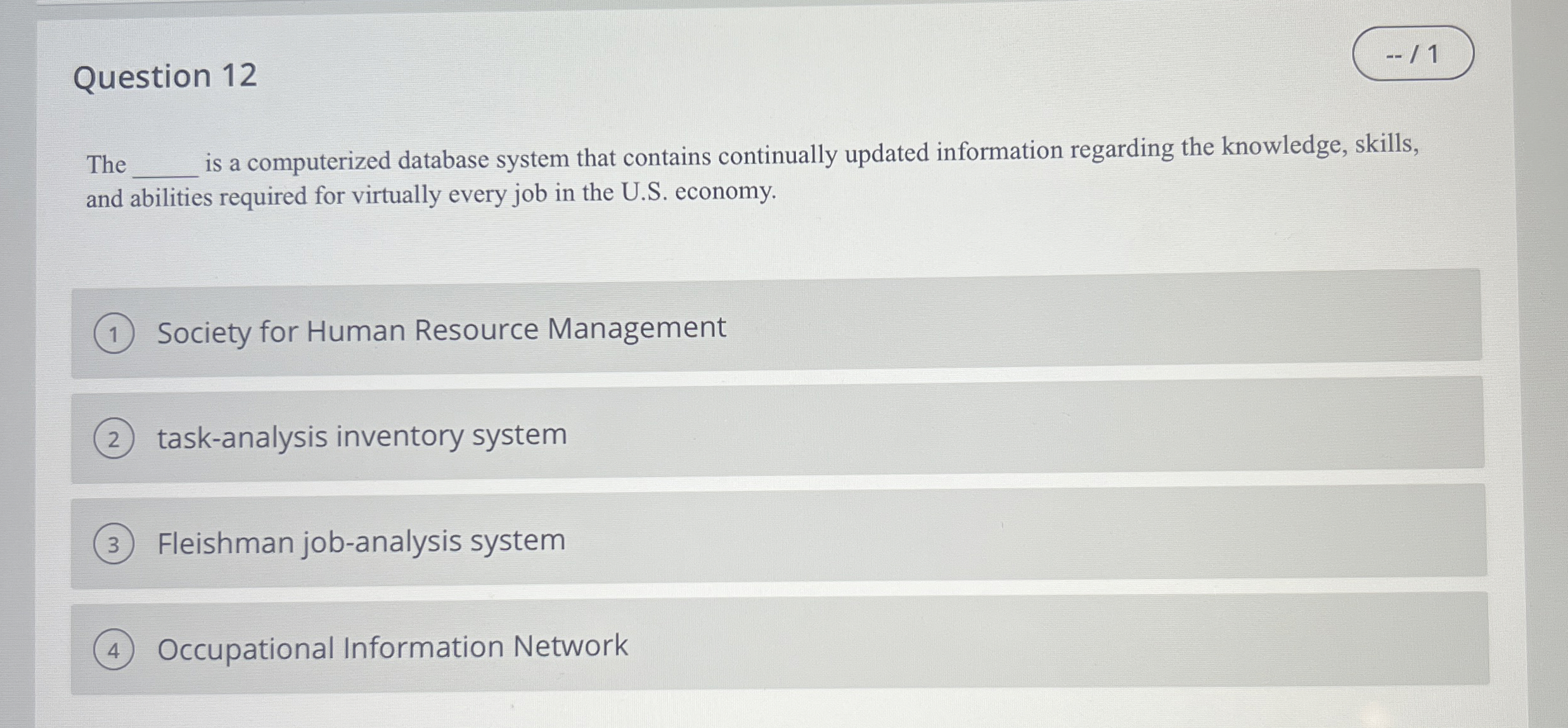  Question 12 The is a computerized database system that contains continually