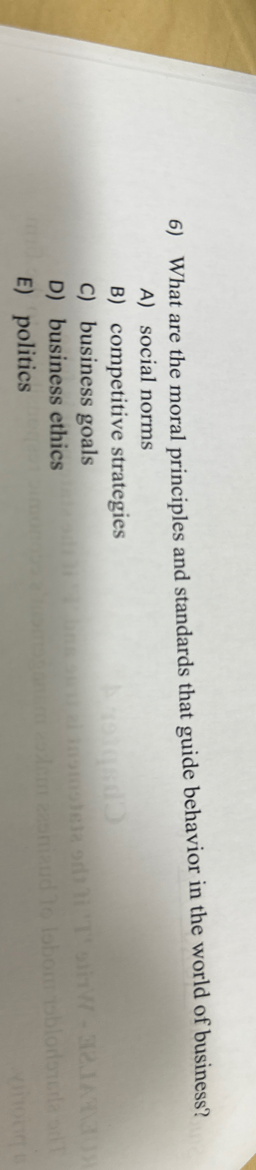  What are the moral principles and standards that guide behavior in