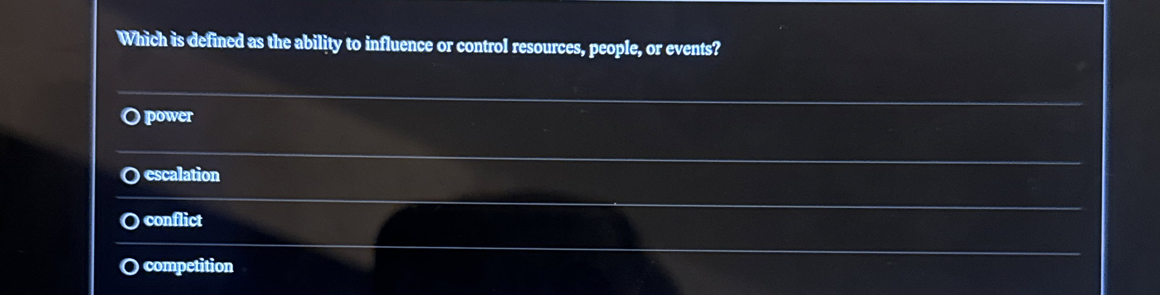  Which is defined as the ability to influence or control resources,