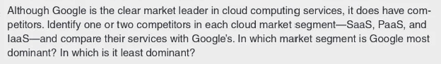  Although Google is the clear market leader in cloud computing services,