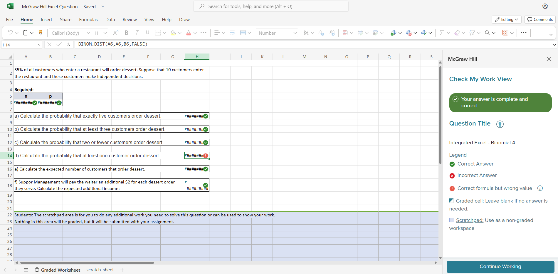  I need help with finding the correct formula for question d.