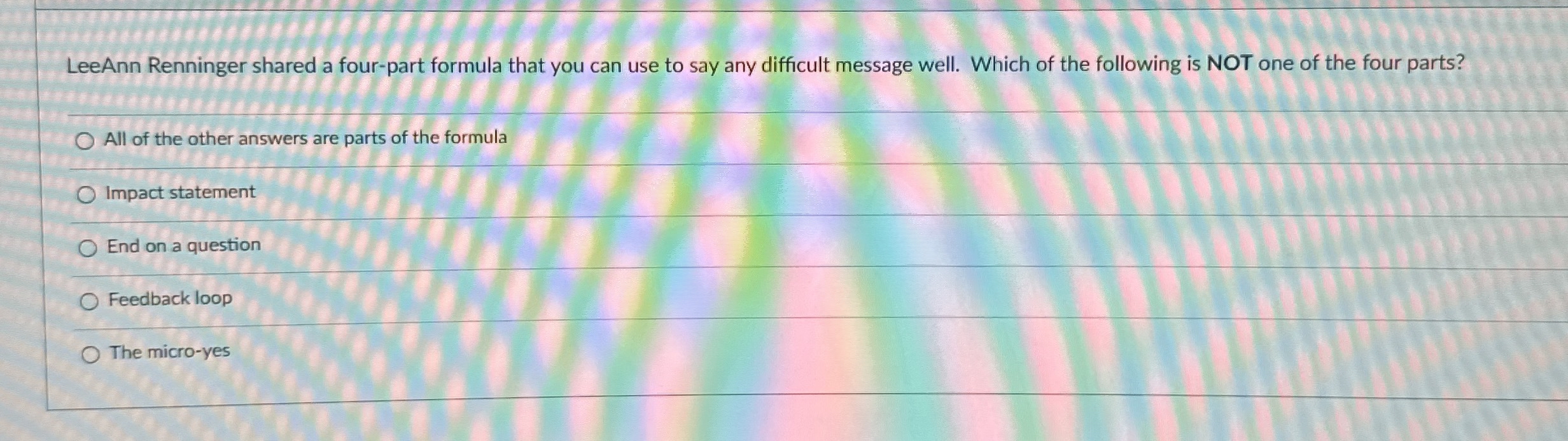  LeeAnn Renninger shared a four-part formula that you can use to