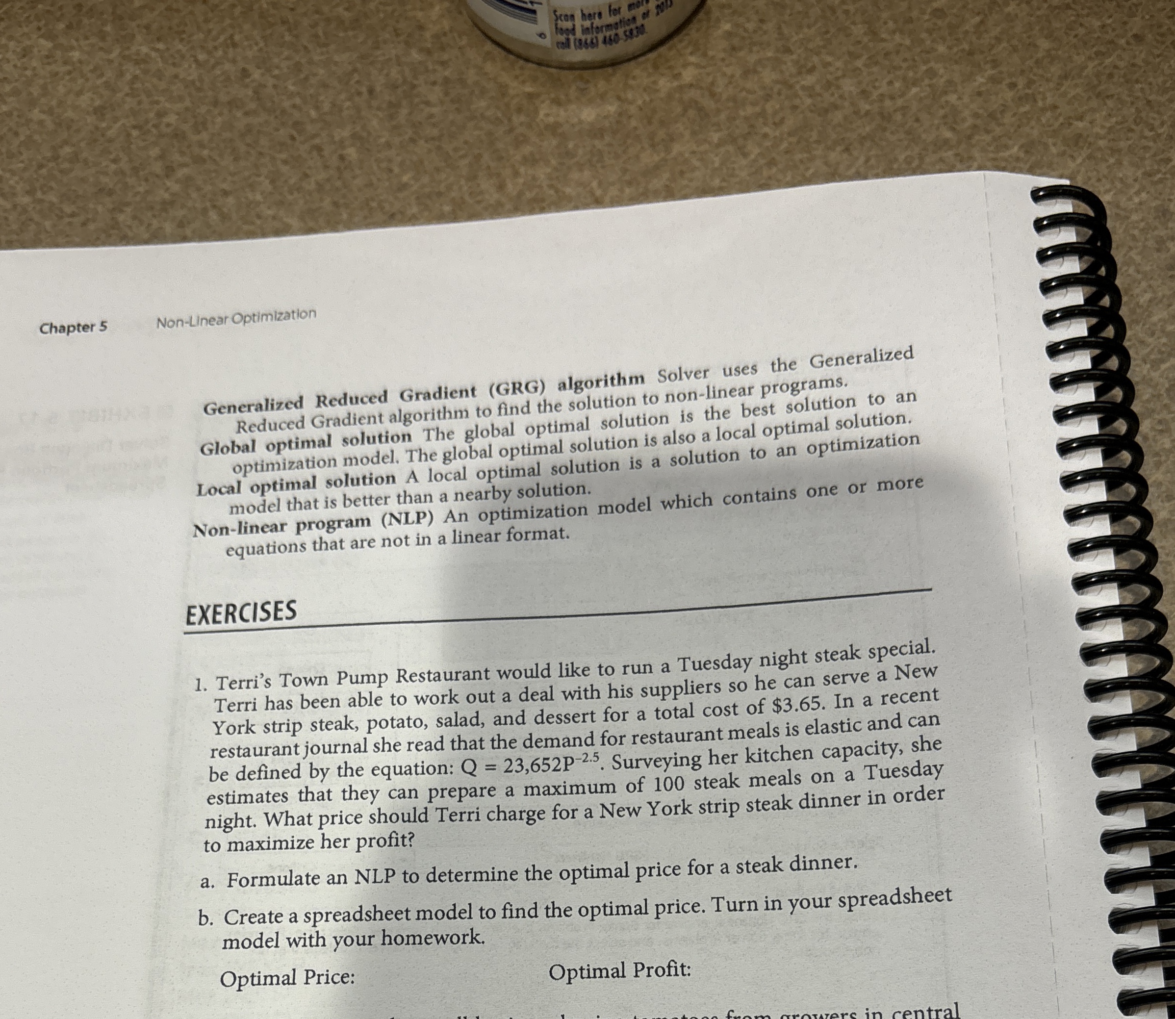  Generalized Reduced Gradient (GRG) algorithm Solver uses the Generalized Reduced Gradient