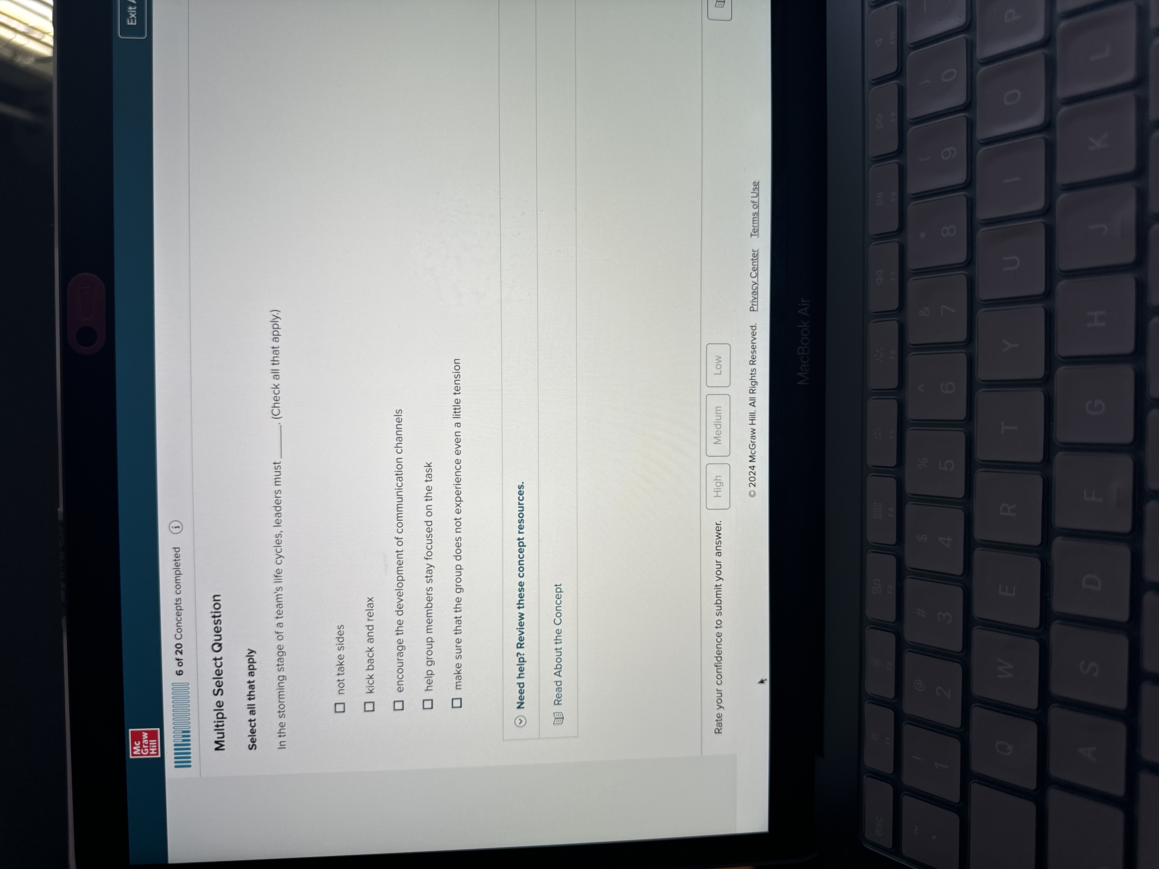 Multiple Select Question Select all that apply In the storming stage