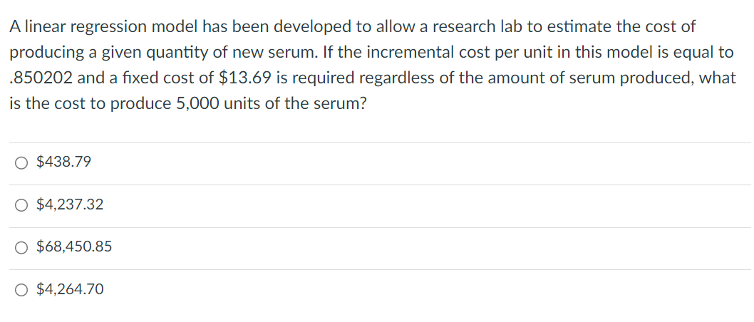  A linear regression model has been developed to allow a research